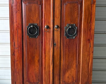 Antique Solid Wood Armoire | Primitive Farmhouse Cabinet, Old World Styling
