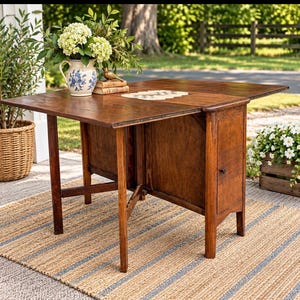 Antique Oak Gateleg Table, J. Heap & Co. Revetop Design, Drop Leaf Table/ Farmhouse Storage Table
