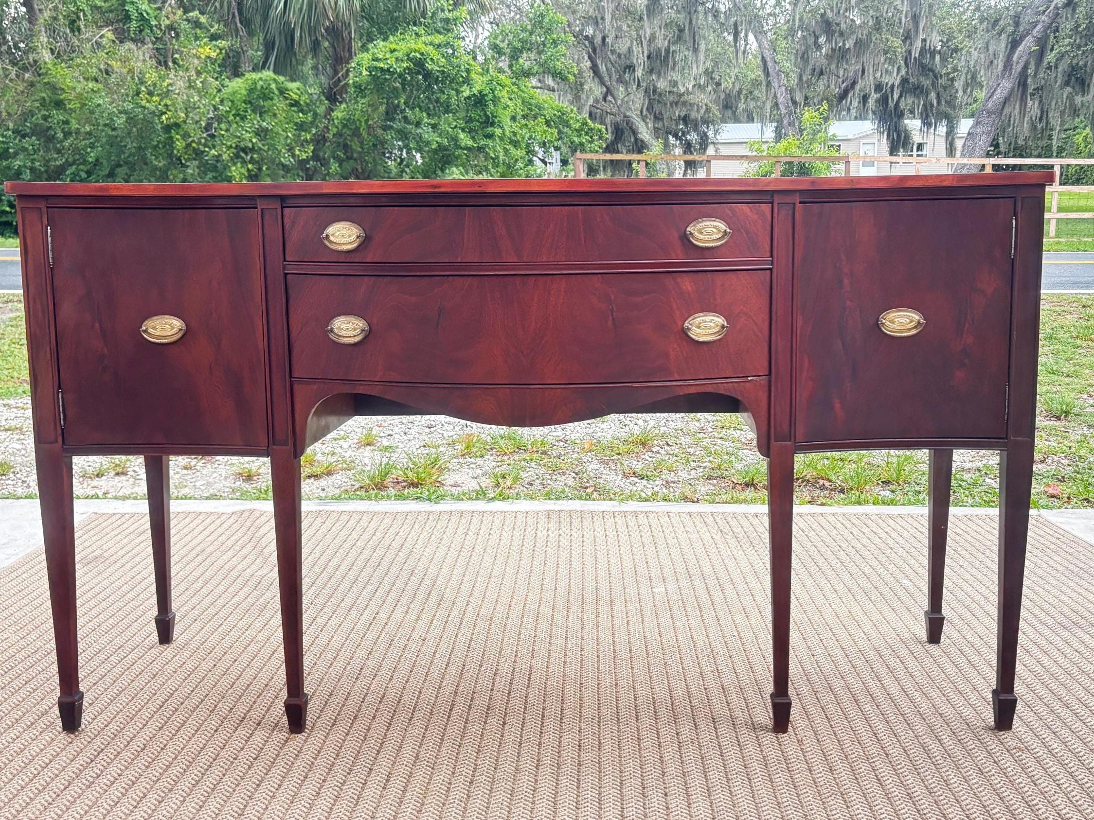 Antique Buffet by Northern Furniture/ Sideboard/ Credenza/Federal/Hepplewhite/Mahogany/ 18th Century Style/Extra Long Buffet