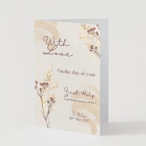 First Holy Communion card Communion Card first communion card Personalised Communion card Template
