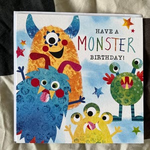 Monster Theme Card - Have a Monster Birthday Kids Birthday Card