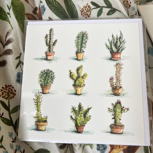 Wenskaart voor elke gelegenheid, cactusontwerp en blanco binnenkant voor je bericht
