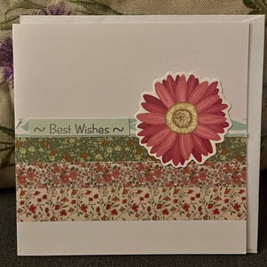 Handgemachte Wunsch Karte - Florales Washi Tape & Gänseblümchen Design