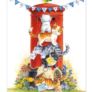 Cartão de felicitações para qualquer ocasião, design de gato e interior em branco para sua mensagem