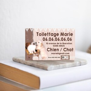 Carte de visite originale, animaux, pet sitter, toiletteur, pet business, chien, chat, personnalisable et imprimable avec QR code si besoin