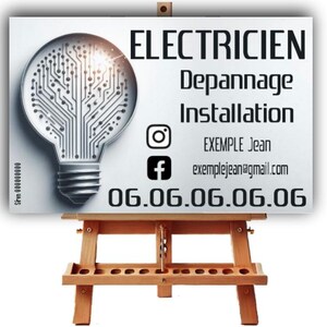 Carte de visite originale, electricien qualifie, electricite, renovation electrique, eclairage, securite, personnalisable, imprimable