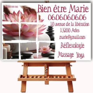Origineel visitekaartje, massage, welzijn, ontspanningsbehandeling, massagetherapie, sofrologie, aromatherapie, reflexologie met QR-code indien nodig