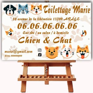 Origineel visitekaartje, dieren, oppas, trimsalon, dierenbedrijf, hond, kat, aanpasbaar en afdrukbaar met QR-code indien nodig