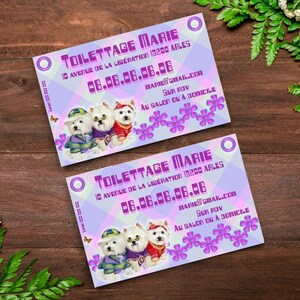 Carte de visite originale, animaux, pet sitter, toiletteur, pet business, chien, chat, personnalisable et imprimable avec QR code si besoin