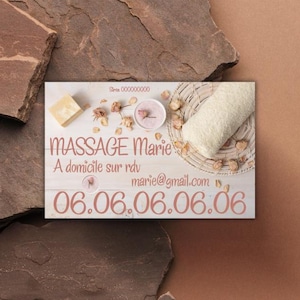Origineel visitekaartje, massage, welzijn, ontspanningsbehandeling, massagetherapie, sofrologie met QR-code indien nodig met QR-code indien nodig