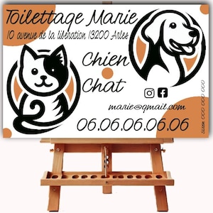Origineel visitekaartje, dieren, oppas, trimsalon, dierenbedrijf, hond, kat, aanpasbaar en afdrukbaar met QR-code indien nodig