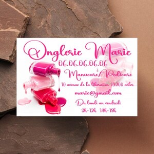 Carte de visite originale,onglerie,manucure,estheticienne,ongles,vernis,salon de beaute,cils,personnalisable,imprimable,QR code si besoin