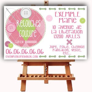 Origineel visitekaartje couture naaister naaien kleermaker draad naald fournituren mode verandering aanpasbaar afdrukbaar QR-code nodig