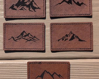 Mountain Themed Iron-on Vegan Leather Patch (Over 20 options!)