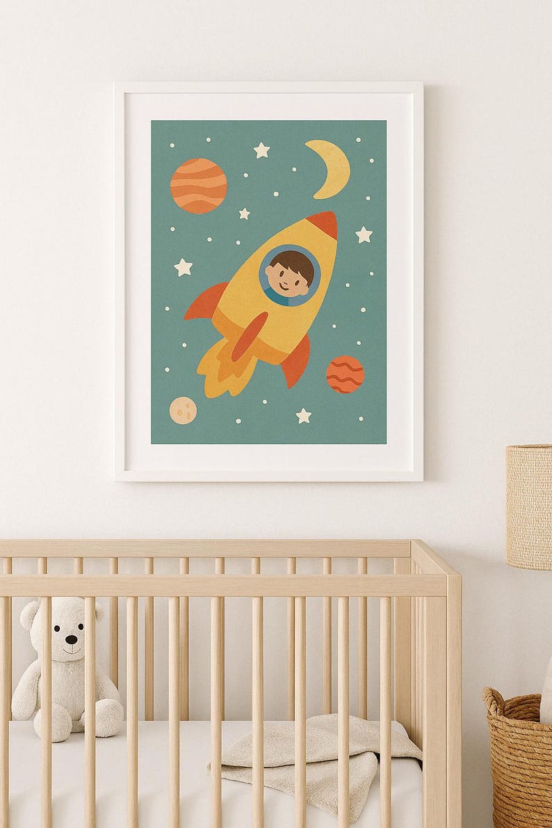 Space Nursery Wall Art for Boys | Rocket & Planet Printable Decor ...