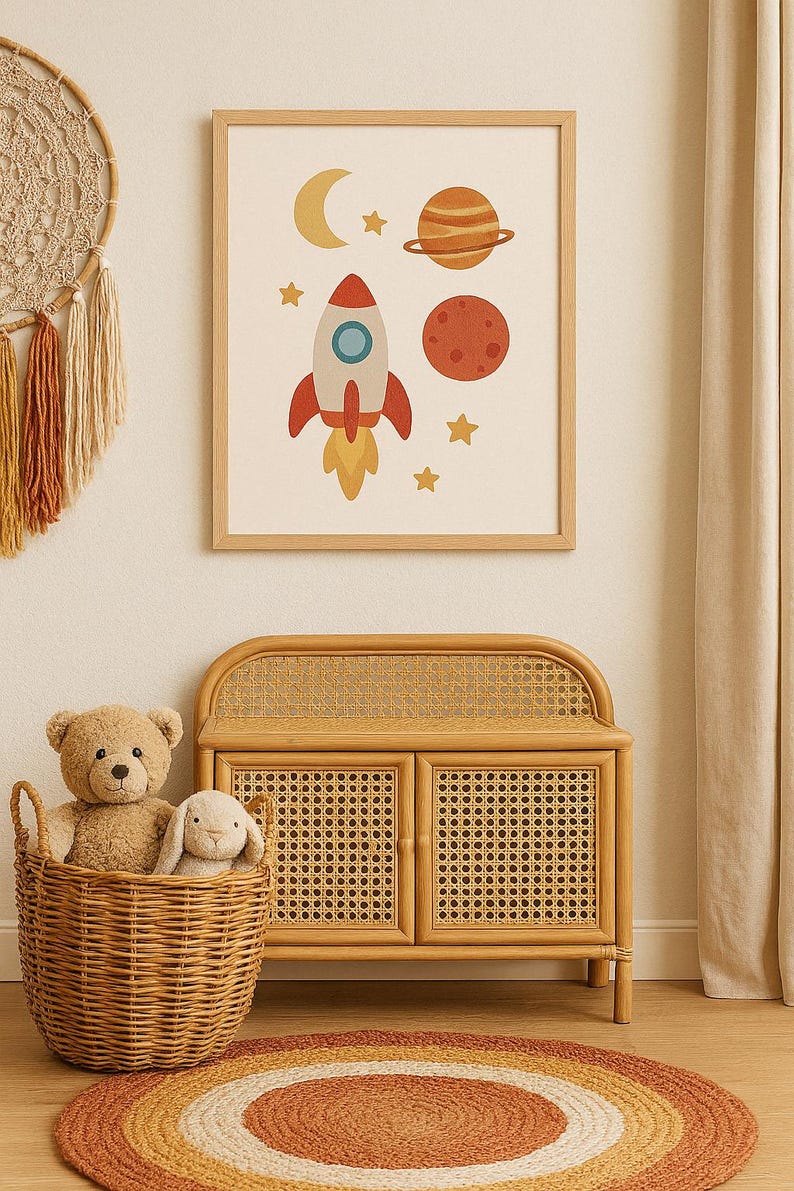 Space Nursery Wall Art for Boys | Rocket & Planet Printable Decor ...