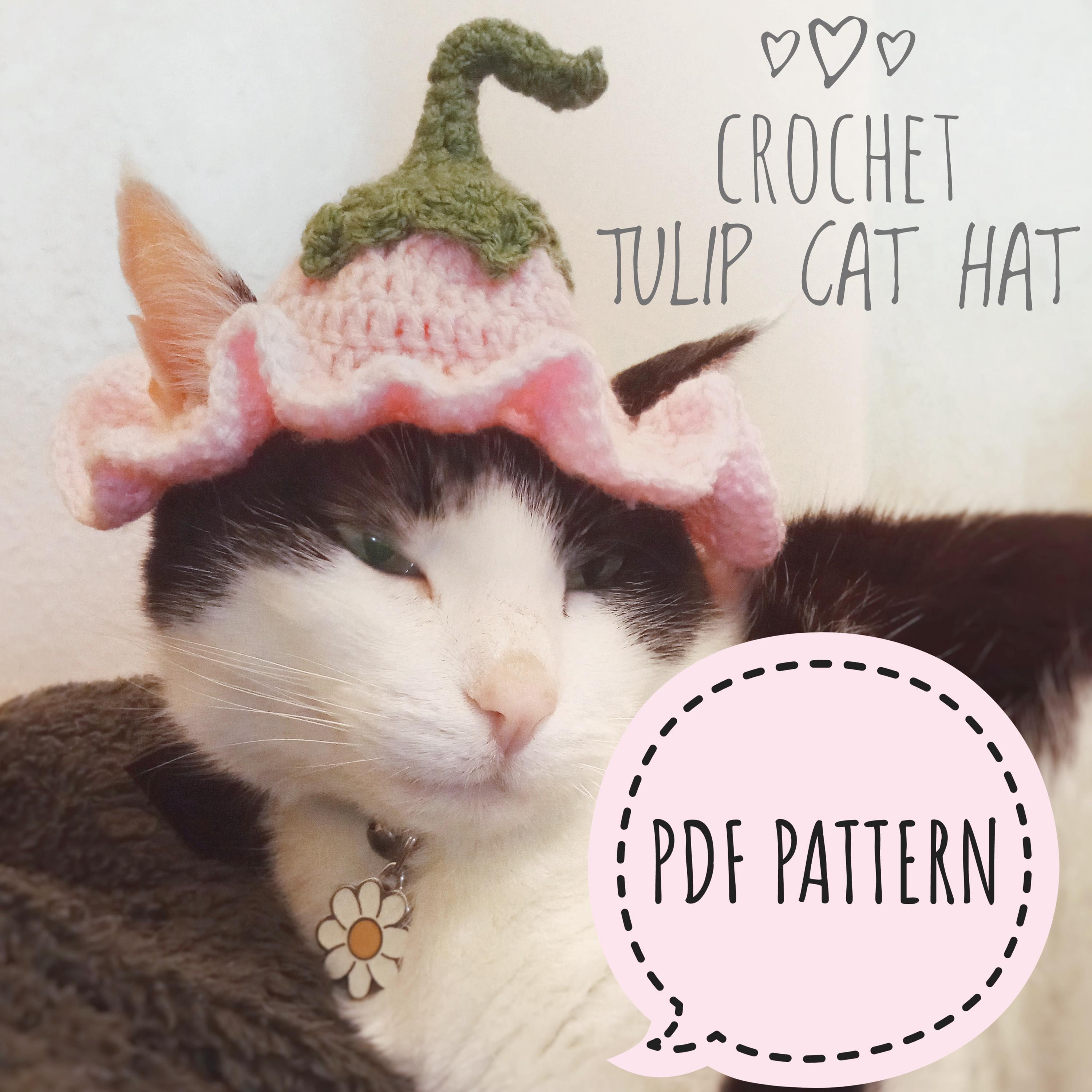 Crochet Tulip Cat Bucket Hat PDF PATTERN ONLY Adjustable Stem (also suitable for small dogs)