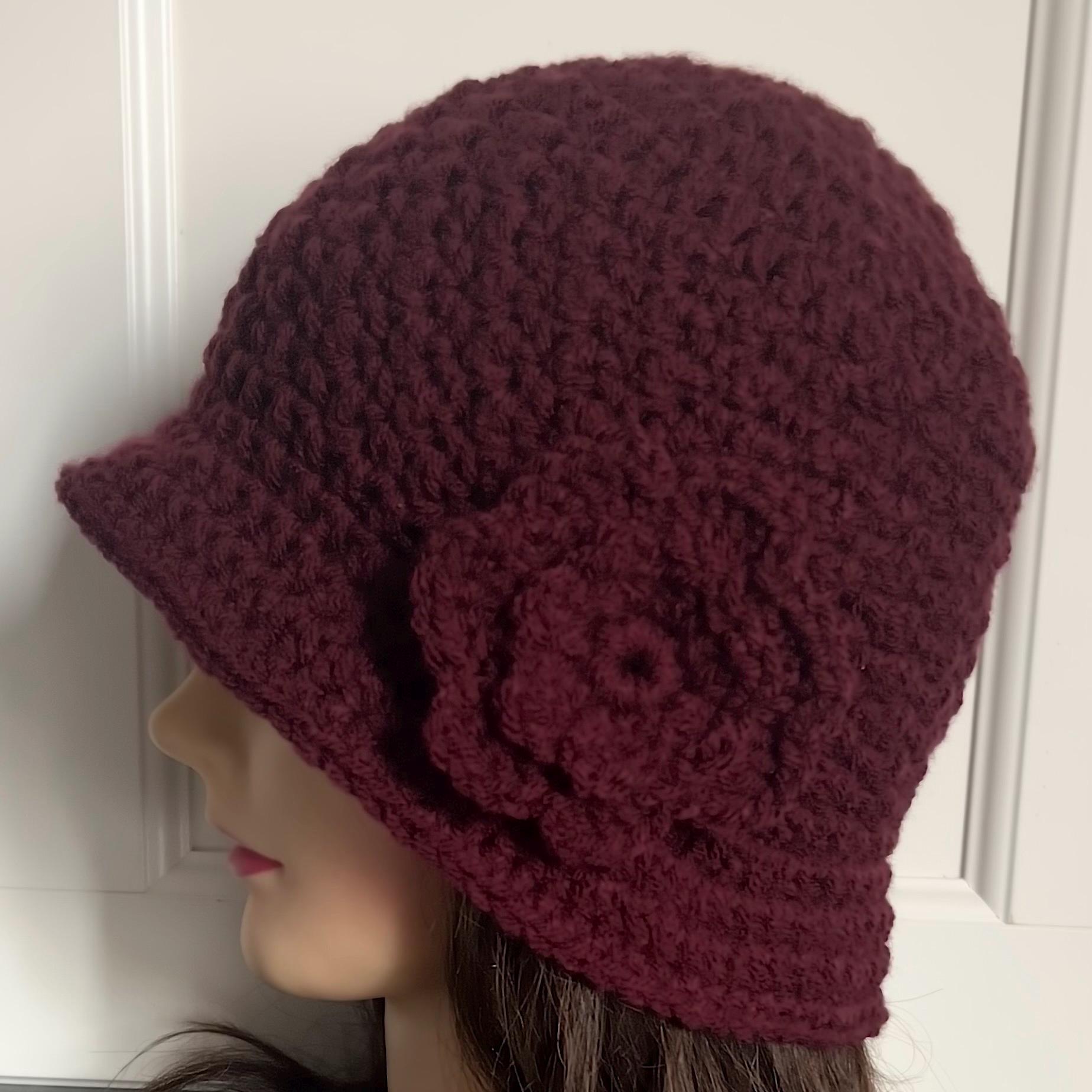Burgundy Crochet Hat - Etsy display picture 2