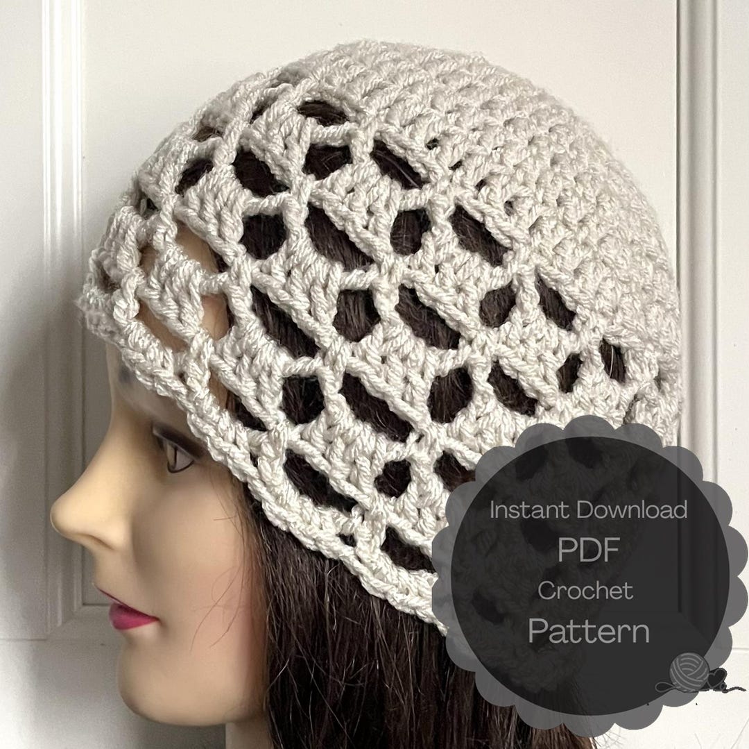 Lacy Crochet Hat Pattern PDF, Boho Mesh Beanie Hat, Summer Lightweight ...