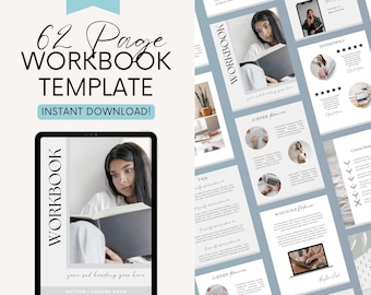 62 Page Workbook Template Canva, Canva Online Course Workbook, Editable Canva Workbook Template, Coaching Worksheet Canva Template Bundle