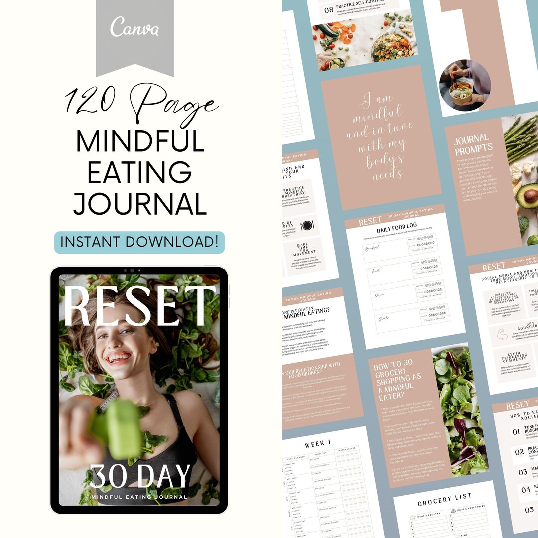 120 Page 30 Day Mindful Eating Journal, Food Journal, Weight Loss ...
