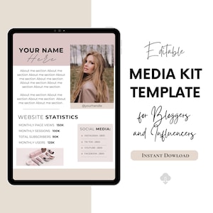 2 page Media Kit Template for Influencers, Editable Media Kit, Canva Rate Sheet Template, Instagram Media Kit, Blogger Press Kit Template