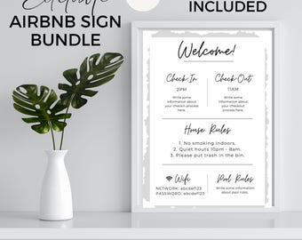 Airbnb Sign Bundle, Airbnb Wifi Sign, Airbnb Host Signs, Vacation Rental, Printable Airbnb Signs, Airbnb Welcome Sign Templates, Signage