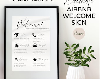 1 Page Airbnb Welcome Sign Template, Airbnb signs, Short Term Rental Welcome Guide, Airbnb WIFI Sign Template, Airbnb Check Out Instructions