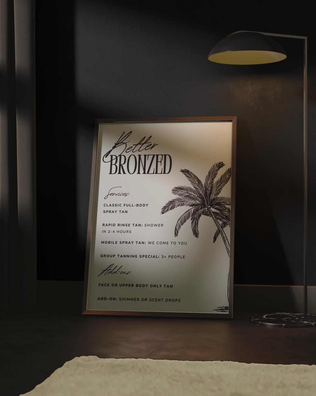 Spray Tan Service Menu Printable Boutique Salon Services Sign Aesthetic ...