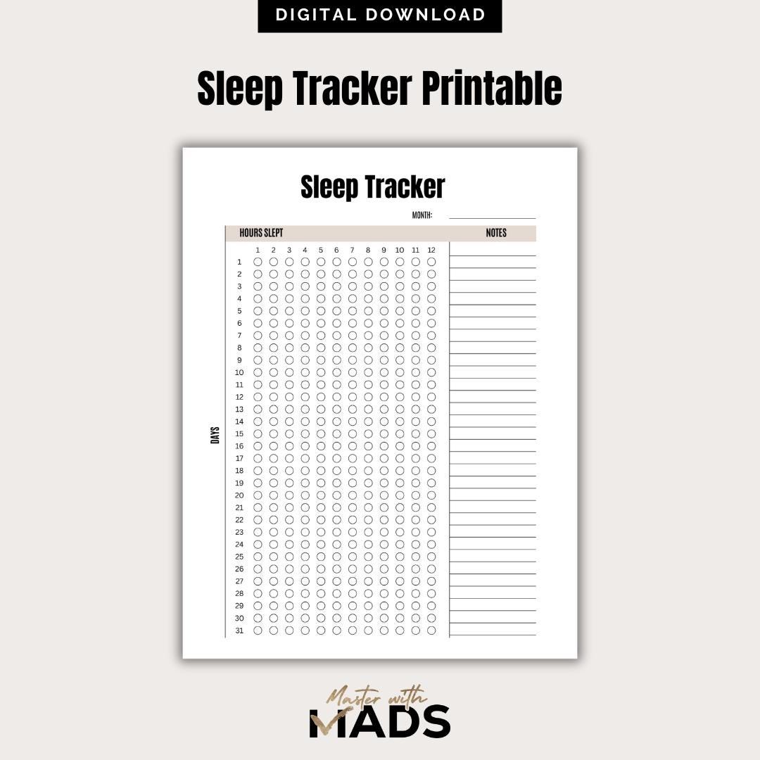 Sleep Tracker Printable Sleep Log Night Routine Tracker Wellness Self ...