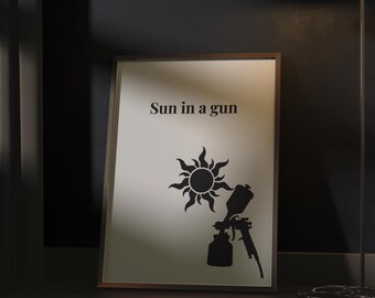 Sun in a Gun Printable Poster Spray Tan Studio Decor Tanning Salon Wall Art Esthetician Sign Beauty Salon Print Multi Size Download