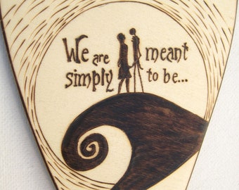 Jack and Sally wedding cake topper, the Nightmare before Christmas, Halloween Wedding, Silhouette Pyrography, personalized, gift for couple