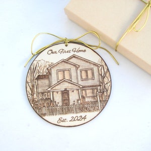 Custom House warming gift, Personalized house ornament, Christmas ornament, Wood burning, New home, New house gift, Real estate gift, Couple image 4