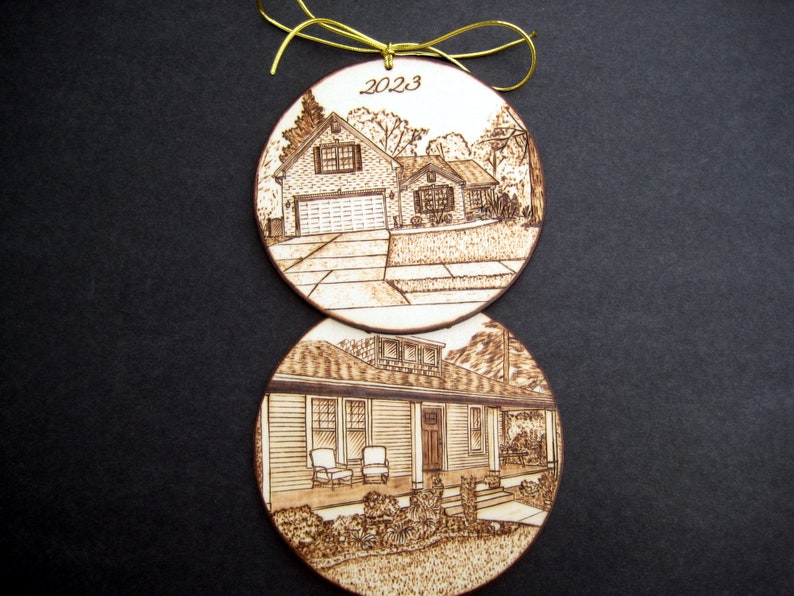 Custom House warming gift, Personalized house ornament, Christmas ornament, Wood burning, New home, New house gift, Real estate gift, Couple image 9