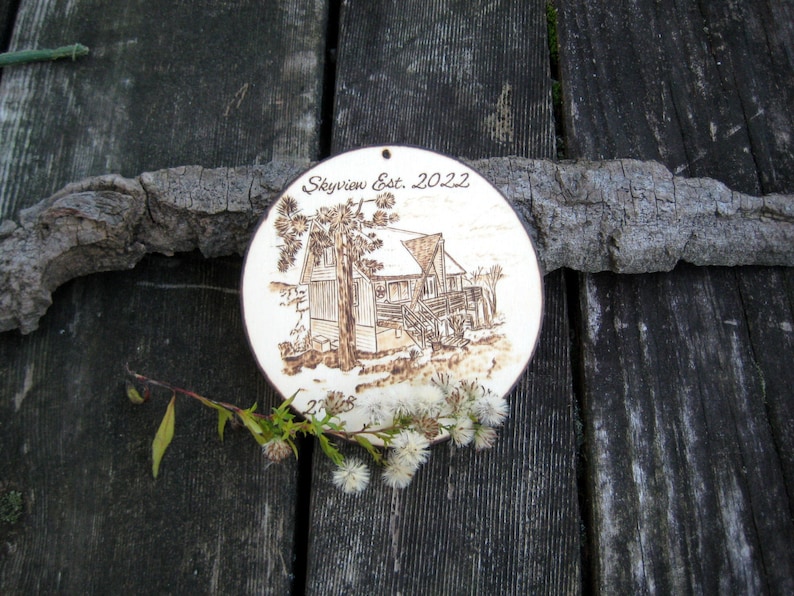 Custom House warming gift, Personalized house ornament, Christmas ornament, Wood burning, New home, New house gift, Real estate gift, Couple image 7