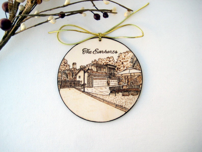 Custom House warming gift, Personalized house ornament, Christmas ornament, Wood burning, New home, New house gift, Real estate gift, Couple image 6