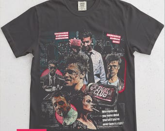 Fight Club Tyler Durden Distressed Movie Tee | Comfort Colors Washed Graphic Shirt