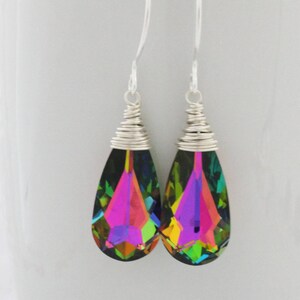 Green Bridesmaid Jewelry Earrings, Kaleidoscope Wedding Jewelry, Nontraditional Wedding Earring, Vitrail Medium Swarovski Bridesmaid Earring