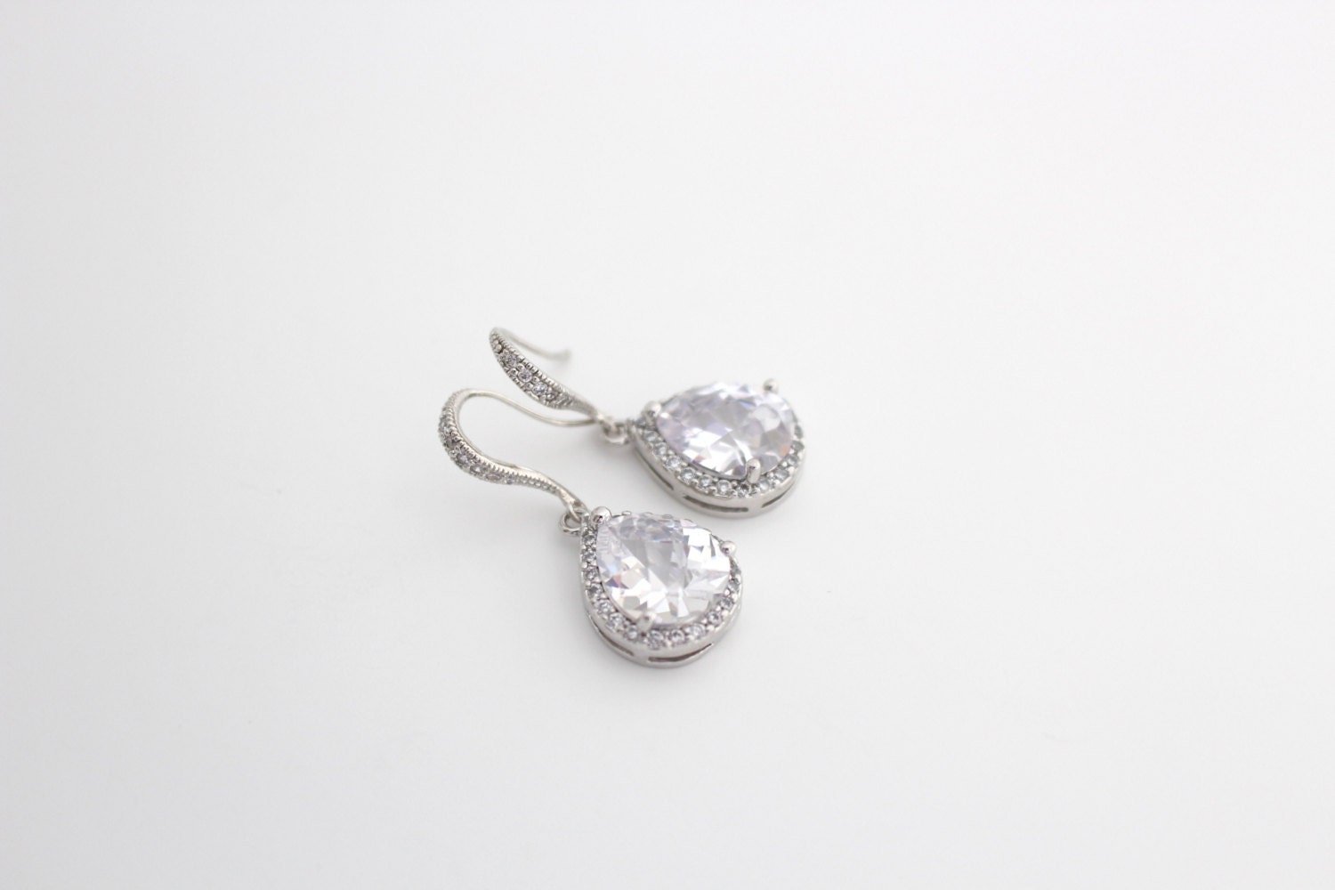 Cubic Zirconia Earrings Wedding Teardrop Earrings Statement | Etsy