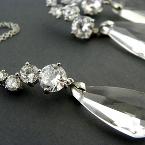 Bridal Jewelry Set, Swarovski Crystal Earrings and Necklace Set, Cubic Zirconia Wedding Jewelry, Sterling Silver Wedding Set, Bridal Jewelry