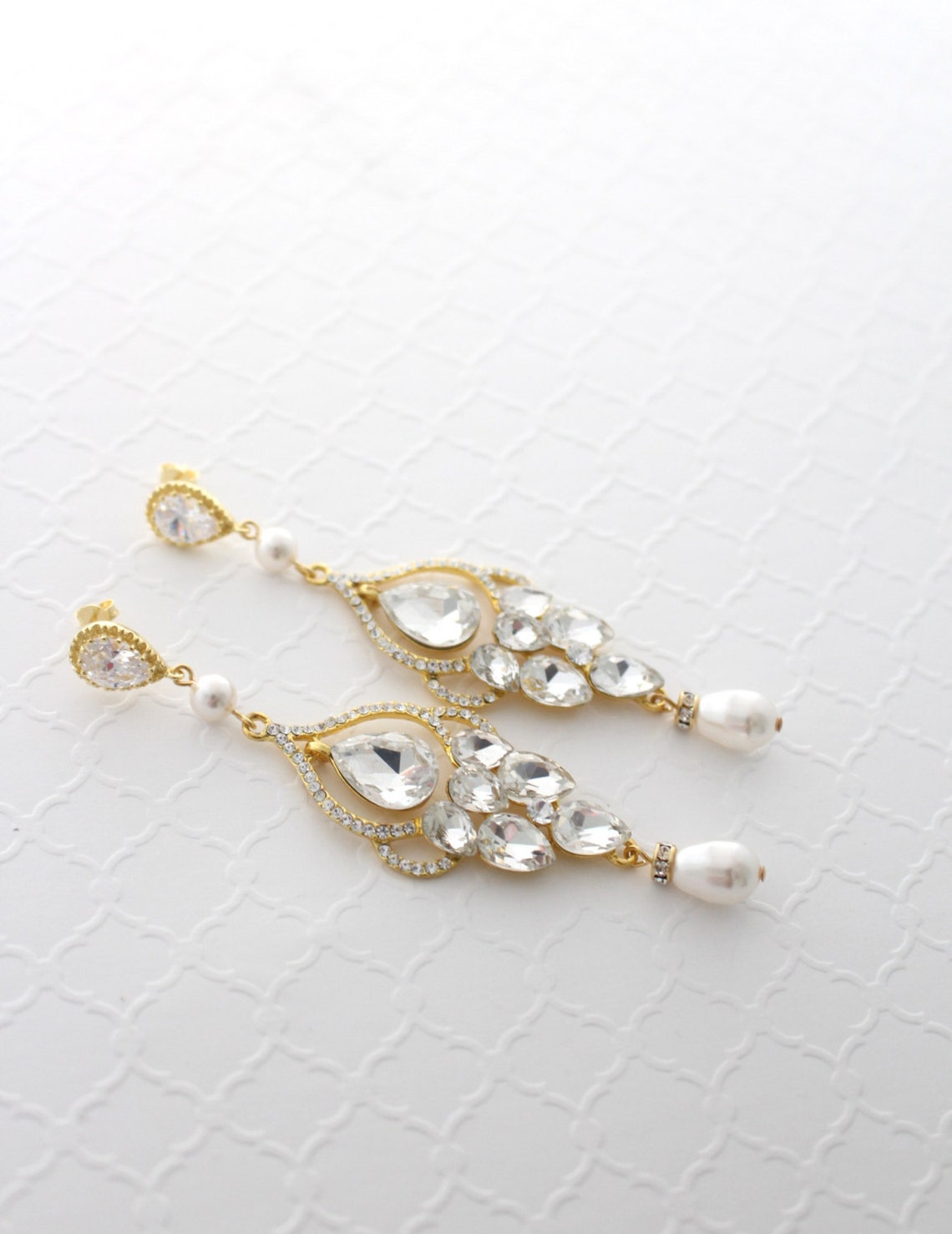 Gold Chandelier Earrings Great Gatsby Wedding Earrings Gold Etsy