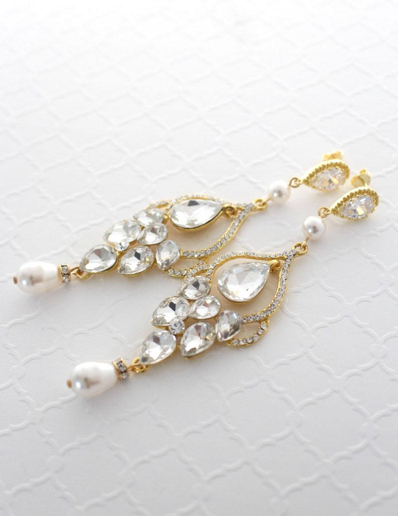 Gold Chandelier Earrings Great Gatsby Wedding Earrings Gold Etsy