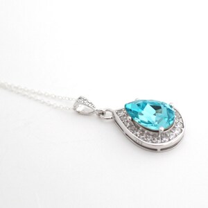 Light Blue Bridal Jewelry Blue Teardrop Necklace Bridal - Etsy