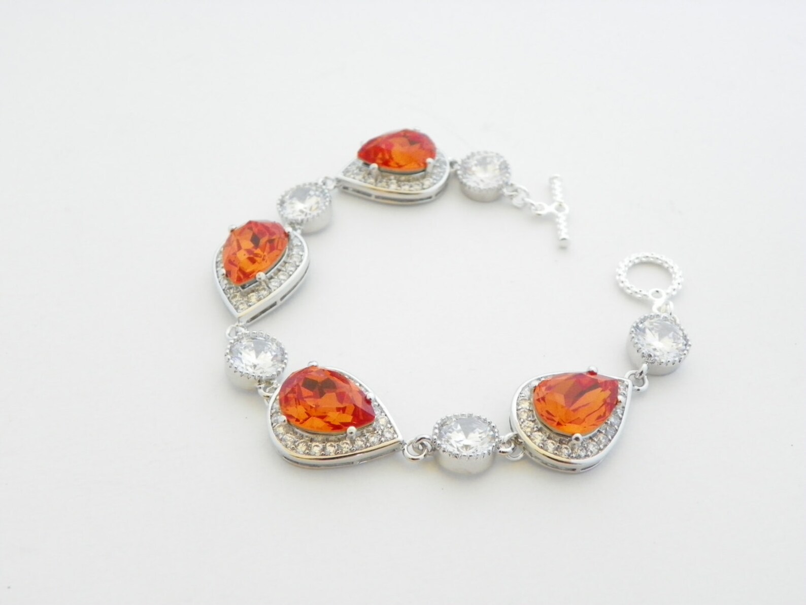 Orange Wedding Bracelet Tangerine Bridal Bracelet Crystal Etsy