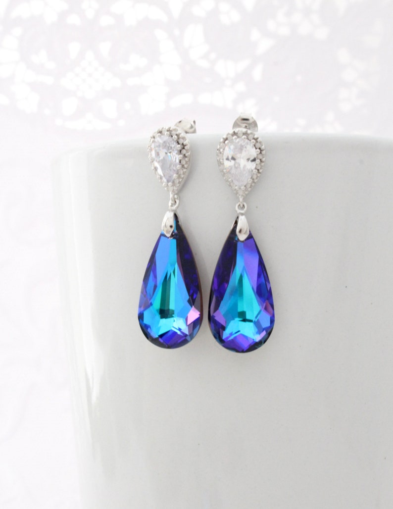 Purple Bridal Earrings Violet Wedding Earrings Heliotrope Etsy