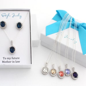 Mother of the Groom Gift from Bride, Blue Mother of the Groom Necklace and Earring Set, Mother of the Groom Jewelry Set Future Mother in Law image 1