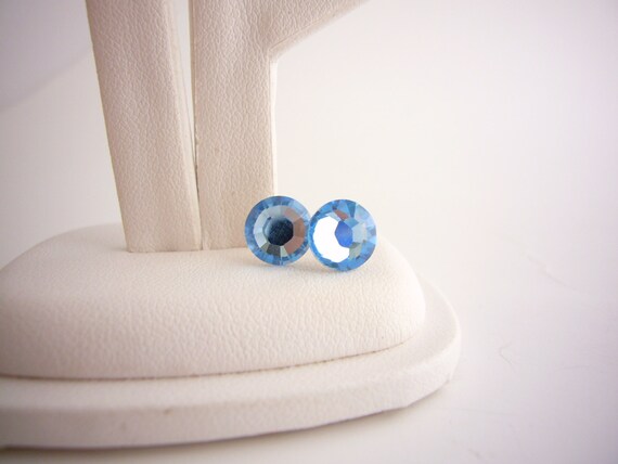 Items similar to Small Aquamarine Earrings, Small Post, Aqua Blue ...