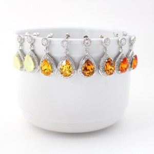 Yellow Bridesmaid Jewelry, Swarovski Crystal Bridesmaid Earring, Sunflower Wedding Jewelry, Orange Bridesmaid Earring, Topaz Crystal Earring