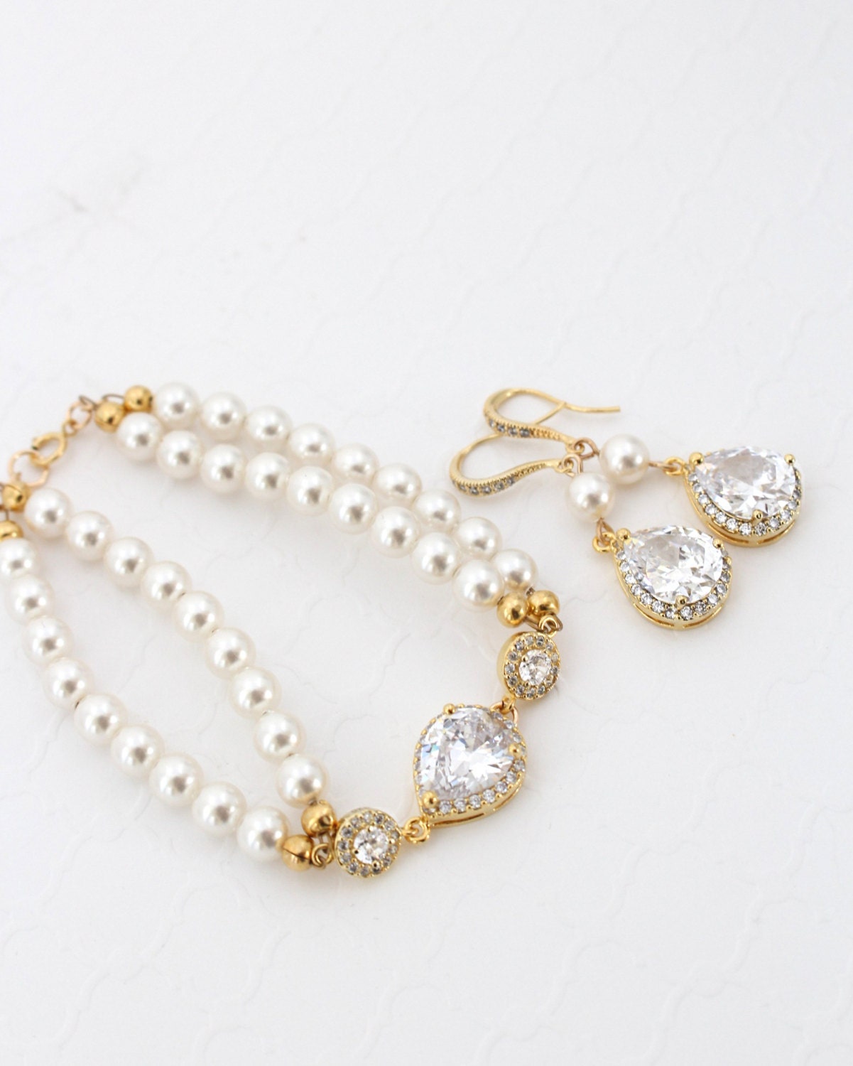 Bridal Jewelry Sets Two-piece Suit Pearl Pearl 1 Necklace Earrings Women's main image 0