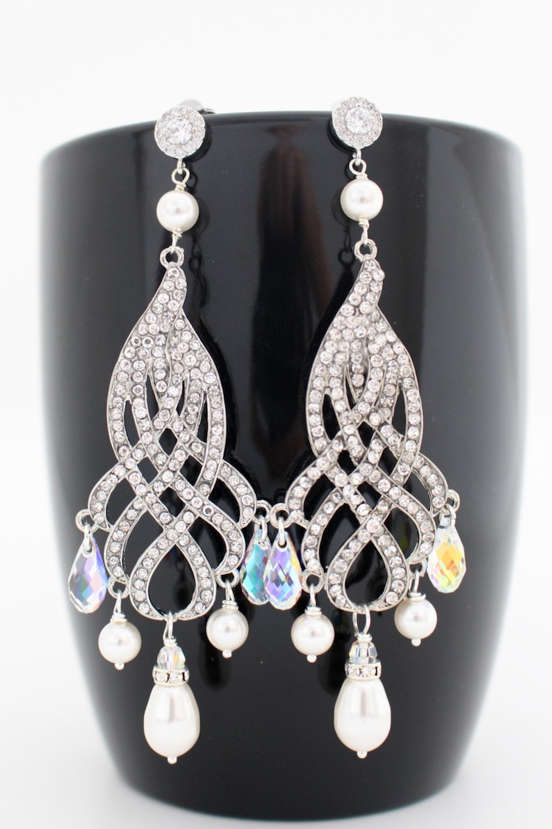 Bridal Chandelier Earrings Bridal Statement Earrings Pearl